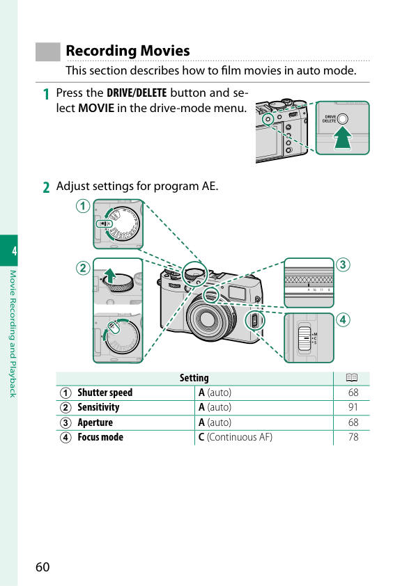 Recording Movies — manual page 88