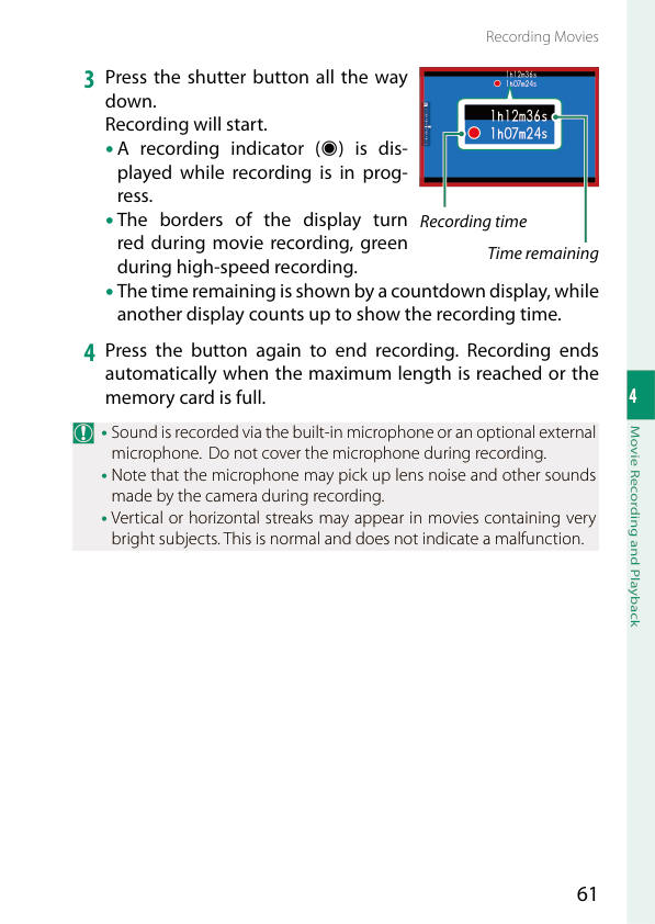 Recording Movies — manual page 89