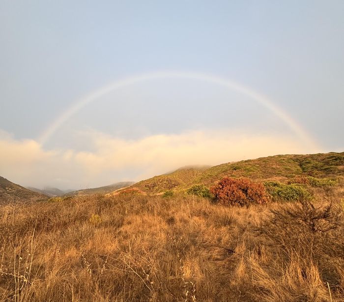 Saw a beautiful rainbow during a hike at Crystal Cove